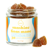 Honey Drops - Sunshine Lion's Mane | Mushroom Honey Gummy | Energy & Focus: 30 Count Jar (Standard Retail)