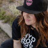 Hat- Black Rope (Pink Leather Patch)