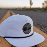 Hat- White Rope (Gray Leather Patch)