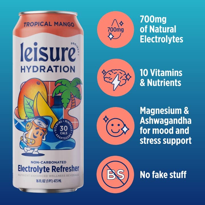 Leisure Hydration - Leisure Hydration Electrolyte Tropical Mango (16 oz x 12 pack): 12pk
