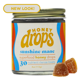 Honey Drops - Sunshine Lion's Mane | Mushroom Honey Gummy | Energy & Focus: 30 Count Jar (Standard Retail)